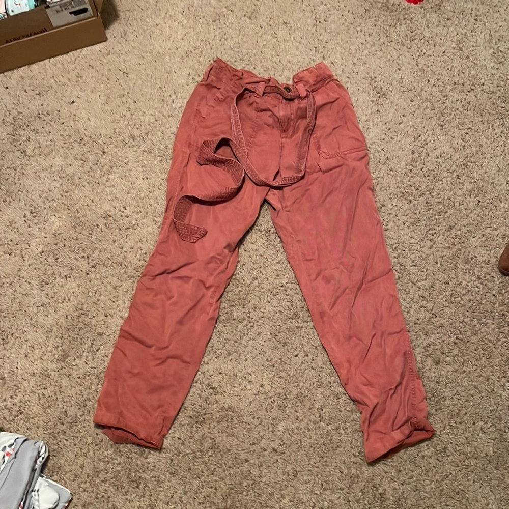 Brick Colored Paperbag Waisted Pants